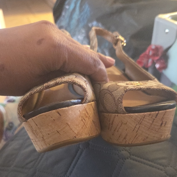 Coach Women's Tan Patterned Wedges - Picture 5 of 6